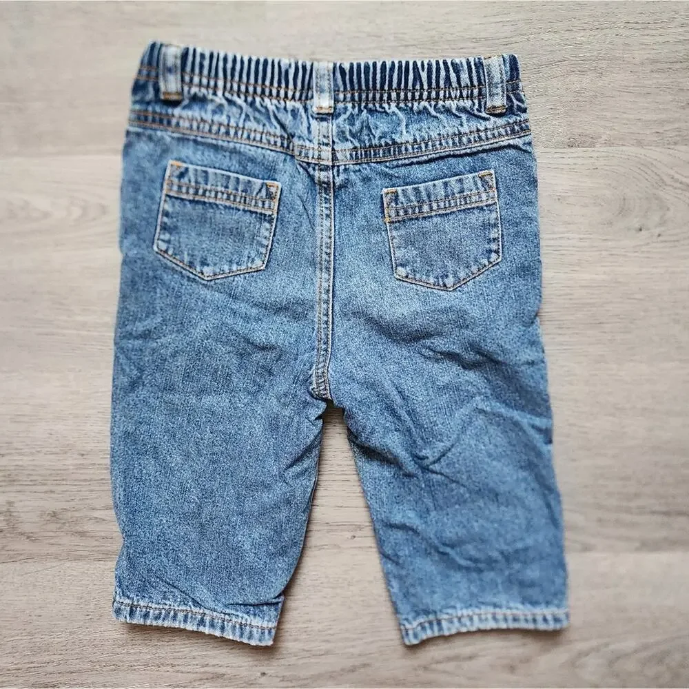 Gymboree Boy's Vintage Infant Elastic Waist Lined Denim Pants Size 12-18 Months